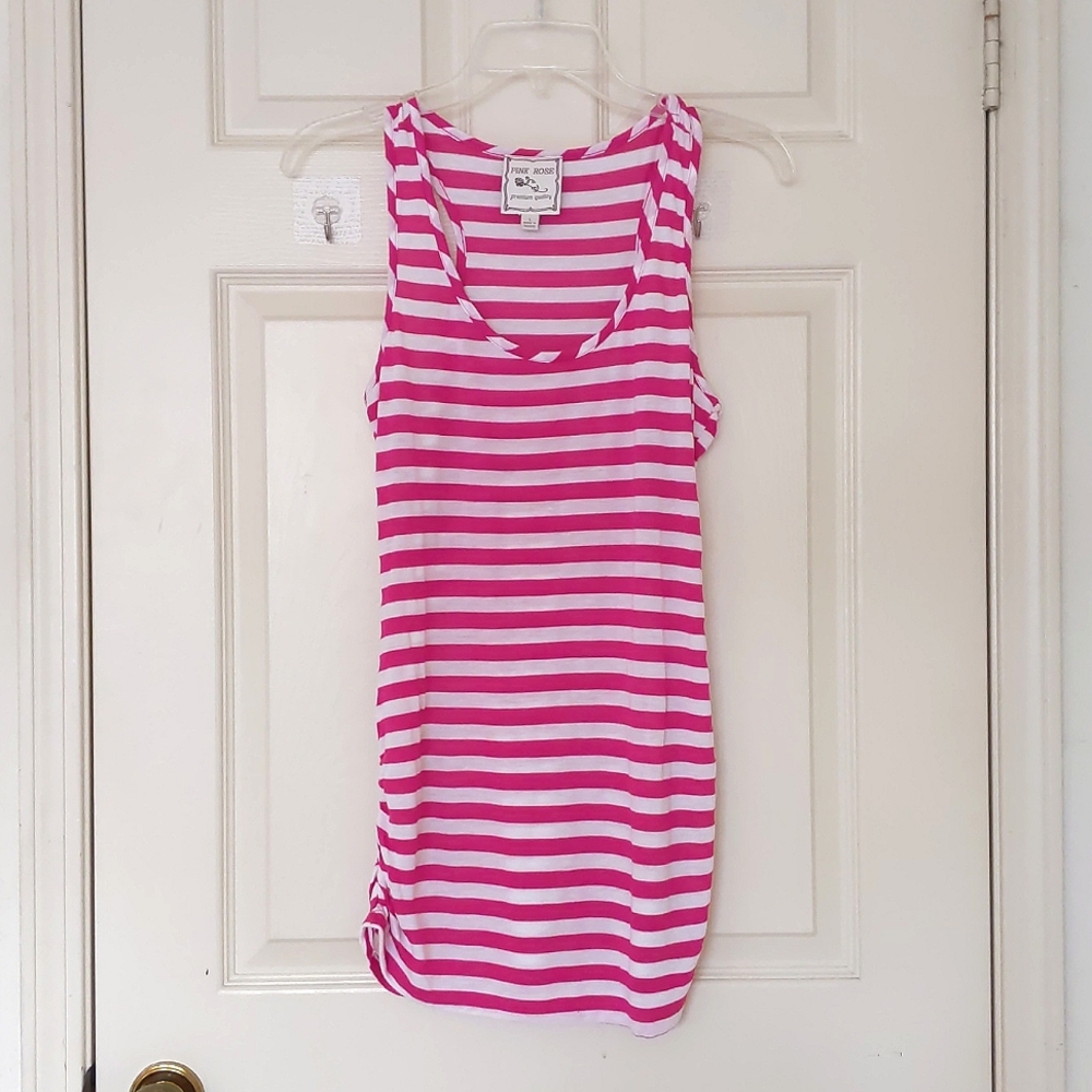NWOT. Rayon Blended Tank Top with stripes and elastic sides.